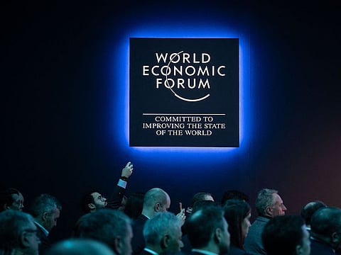 Participants are seen during a session of the World Economic Forum (WEF) annual meeting in Davos on January 17, 2023.