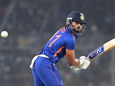 India's Shreyas Iyer watches the ball after playing a shot during the One Day International (ODI) against Sri Lanka.