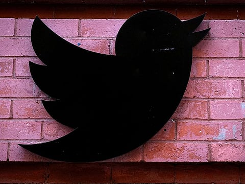 The Twitter logo is seen outside the offices in New York City.