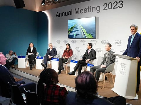 Philanthropists and experts join the climate crisis session 'Philanthropy: A Catalyst for Protecting Our Planet' at the World Economic Forum annual meeting in Davos