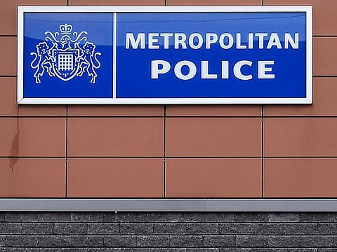 The Met Police sign is seen outside the Croydon Custody Centre in south London.