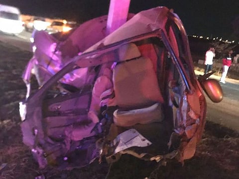 As a result of the excessive speed, the car collided with a lamppost, which led to its splitting into two halves.