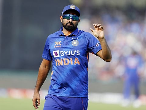 India's Mohammed Shami during the 2nd ODI match in the New Zealand tour of India, at Shaheed Veer Narayan Singh International Stadium, in Raipur on Saturday. (ANI Photo)
