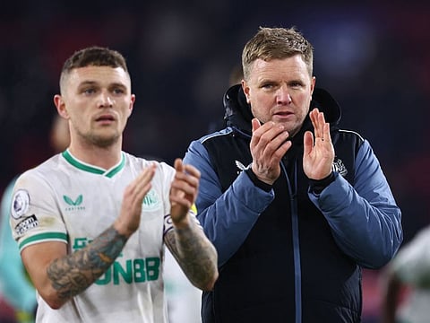 Newcastle United manager Eddie Howe (right) with defender Kieran Trippier.