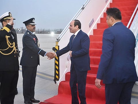 Egypt's President Abdel Fattah Al Sisi arrives in New Delhi
