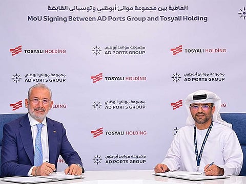 Capt. Mohamed Juma Al Shamisi, Managing Director and Group CEO, AD Ports Group (right) and Fuat Tosyali, Chairman of the Board of Directors of Tosyali Holding Co.