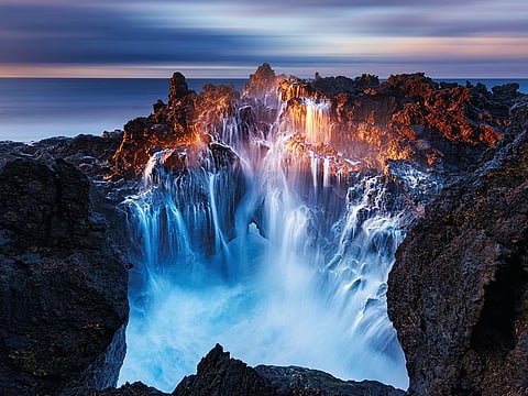 The Crying Rift, Reunion Island. La Réunion is located in the Mascarene Islands in the Indian Ocean, east of Madagascar