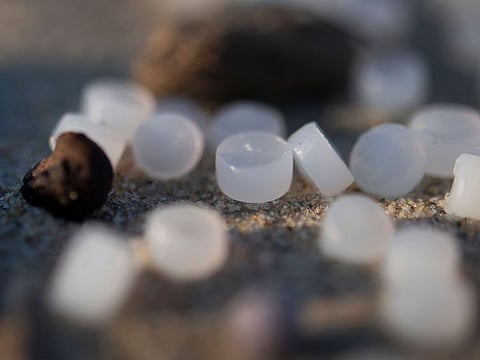 Plastic beads, also called 'mermaid's tears', after a large quantity of them washed ashore, polluting beaches in Treguennec, Britany.