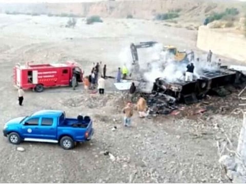 "The dead bodies...are beyond recognition," Hamza Anjum, a senior official of Lasbela district in Balochistan province, said at the accident site.