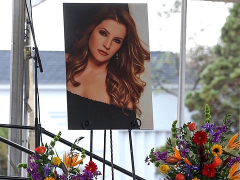 File photo: A picture of Lisa Marie Presley is seen during a public memorial for her, at Graceland Mansion in Memphis, Tennessee, on January 22, 2023.