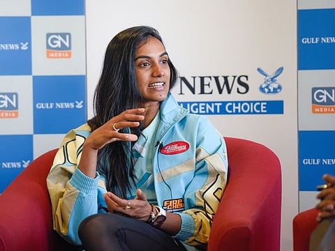 Ace Indian shuttler P.V. Sindhu at Gulf News office in Dubai on Tuesday.