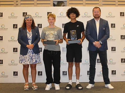 From left, Evelyn Downham (Ladies Captain), Lauri Paasilinna, Aayan Dadabhoy, Jonathan Hall (Men's Captain)