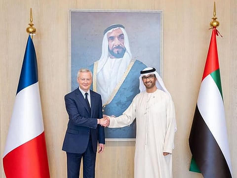 Dr Sultan Ahmed Al Jaber with Bruno Le Maire.