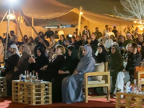 Sheikha Latifa bint Mohammed bin Rashid Al Maktoum (second from right front row) attends the official opening ceremony of the 15th edition of the Emirates Airline Festival of Literature.