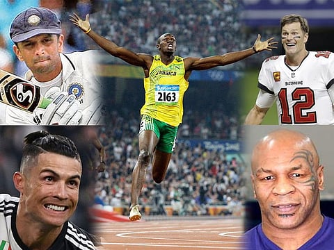 Stars who lost their money to financial fraud (from top left): Rahul Dravid, Usain Bolt, Tom Brady, Mike Tyson and Cristiano Ronaldo.