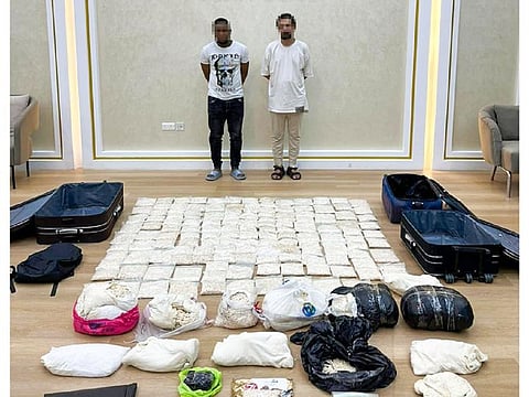 Two members of a drug ring busted by Dubai Police.