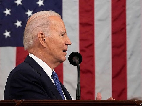 US President Joe Biden delivers the State of the Union address in the House Chamber of the US Capitol in Washington, DC, on February 7, 2023.
