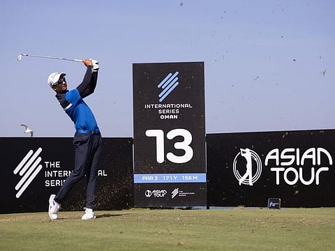 Sadom Kaewkanjana (Thai) practising at Al Mouj Golf, Oman prior to this week's International Series - Oman on the Asian Tour