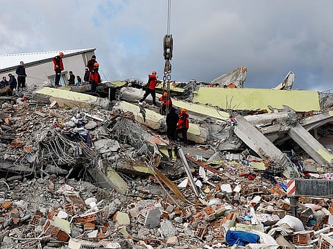 Rubble and damages following an earthquake in Gaziantep, Turkey. The death toll from the quake has topped 41,000 as of Wednesday, February 15, 2023