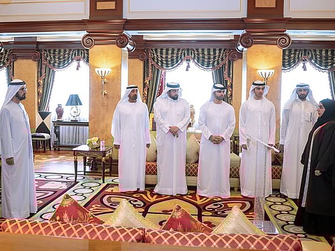 Sheikh Mohammed bin Rashid Al Maktoum on Thursday during the swearing-in ceremony of newly appointed judges in Dubai Courts