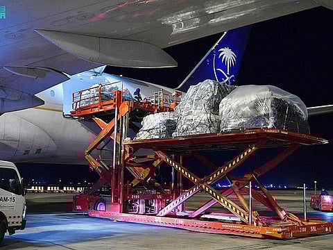 The sixth Saudi planeload of humanitarian aid took off from Riyadh for Turkey Saturday.