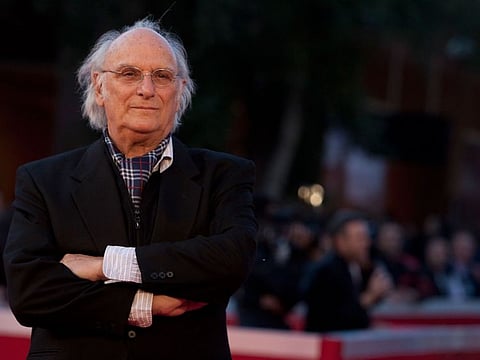 FILE - Spanish director Carlos Saura poses on the red carpet of the movie "I, Don Giovanni" ("Io, Don Giovanni") at the 4th edition of the Rome Film Festival, in Rome, on Oct. 20, 2009. The Spanish filmmaker Carlos Saura has died Friday Feb. 10. 2023 in Madrid at the age of 91 as confirmed by the Spanish Film Academy, the day before he was due to receive the Goya de Honor award for his film career.