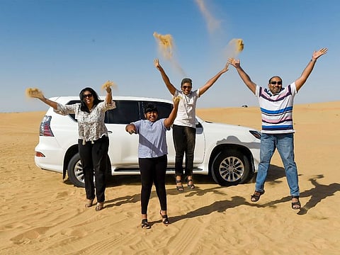The Abraham family during the Fun Drive