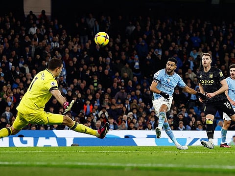 Manchester City's Riyad Mahrez shoots at goal
