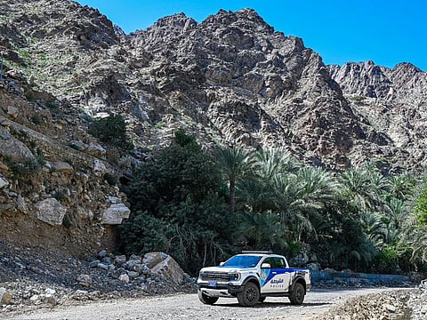 A special Sharjah Police patrol in a mountainous area.