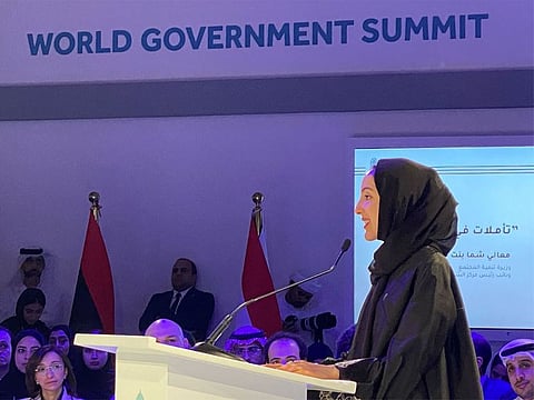 Shamma bint Suhail bin Faris Al Mazrui, UAE Minister of Community Development, Vice Chairperson of the Arab Youth Centre and Youth Climate Champion of COP28, delivered the opening remarks about reflections on the Arab narrative.
