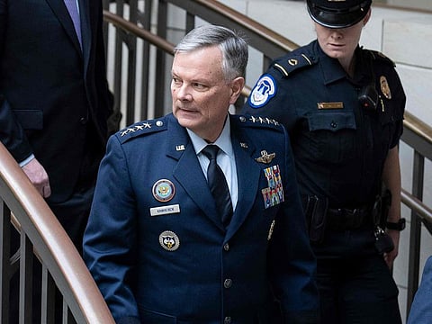 U.S. Air Force General Glen VanHerck arrives for a closed-door briefing for Senators about the Chinese spy balloon at the U.S. Capitol.