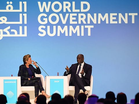 Makhtar Diop of International Finance Corporation at a session on Day 1 of the World Government Summit in Dubai.