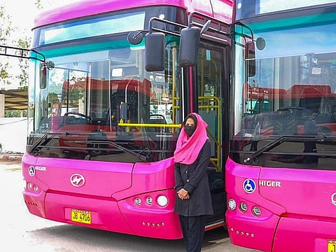 Women-only pink buses with a female hostess.