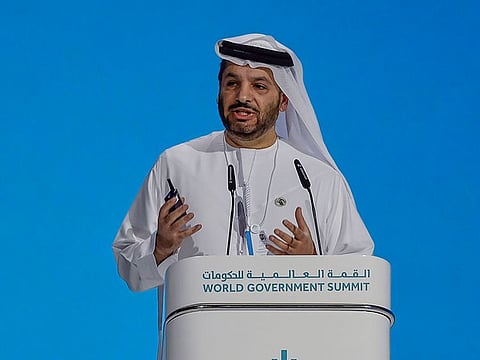 Faisal Al Bannai, Secretary General, Advanced Technology Research Council, delivering keynote address "Shaping an Innovation Economy" on the day 2 of 10th World Government Summit at Madinat Jumeirah, Dubai. 14th February 2023