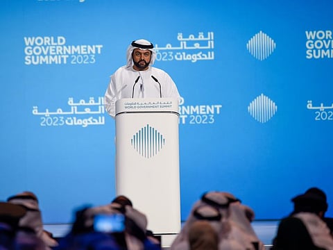 Sheikh Mohammed bin Hamad Al Sharqi, Crown Prince of Fujairah speaking at a session "Fujairah's Strategic Outlook" on the final day of 10th World Government Summit.