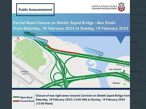 Abu Dhabi’s Sheikh Zayed Bridge to close partially from tomorrow onwards for maintenance work