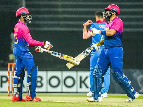 Muhammad Waseem (right) hit 91 runs as the UAE beat Afghanistan by nine wickets.