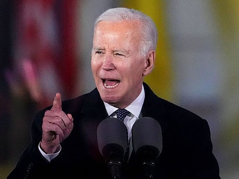 US President Joe Biden delivers remarks ahead of the one year anniversary of Russia-Ukraine conflict.