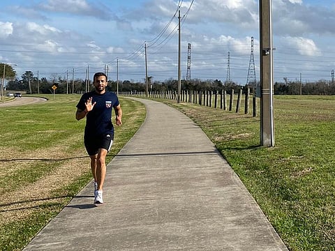Emirati astronaut Sultan Al Neyad's last run in Houston before heading to Florida on Tuesday night for the UAE’s Mission 2 to the International Space Station (ISS)