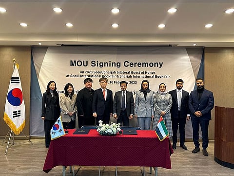Representatives from Sharjah Book Authority and Korean Publishers Association at the signing ceremony