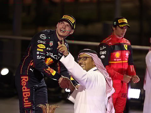 Red Bull driver Max Verstappen (left) with Prince Khalid bin Sultan Al Abdullah Al Faisal, Chairman of the Saudi Automobile & Motorcycle Federation (SAMF) and Saudi Motorsport Company (SMC).