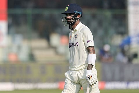 India's KL Rahul walks off after being dismissed during the second day of the second Test against Australia.
