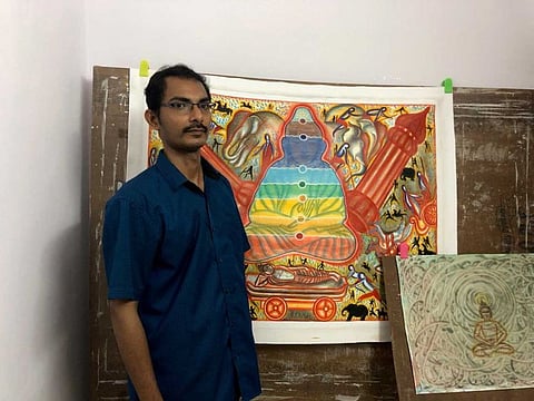 Jayakrishnan is a self taught artist who creates beauty from Arecanut waste.