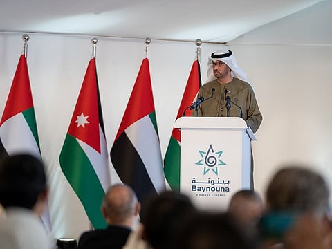 Dr Sultan Ahmed Al Jaber, UAE Minister of Industry and Advanced Technology, COP28 President-Designate, and Chairman of Masdar, speaks during the inauguration.