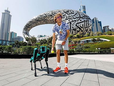 Olympic gold medallist Alexander Zverev enjoyed a glimpse of the future ahead of his participation at the Dubai Duty Free Tennis Championships and has an encounter with the robodog.