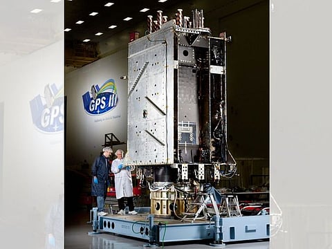 On February 21, 2023, the GPS III Space Vehicle 06 (GPS III SV06), launched aboard a SpaceX Falcon 9 rocket in January, received "operational acceptance" from the US Space Systems Command (SSC). This pre-launch photo of the satellite was taken inside an assembly/test facility.