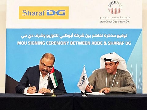 During the signing of the MoU between Abu Dhabi Distribution Company and Sharaf DG