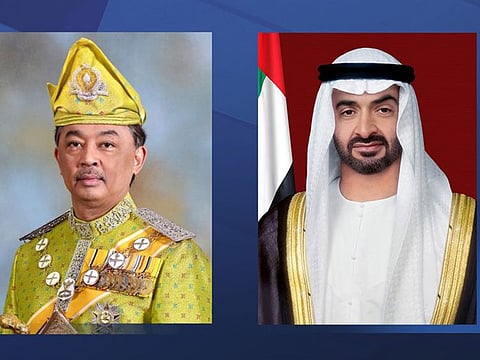 President His Highness Sheikh Mohamed bin Zayed Al Nahyan (right) and His Majesty Abdullah Ri’ayatuddin Al-Mustafa Billah Shah, King of Malaysia