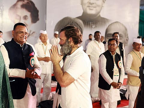 Congress leader Rahul Gandhi at the Congress' 85th Plenary session in Raipur on Saturday