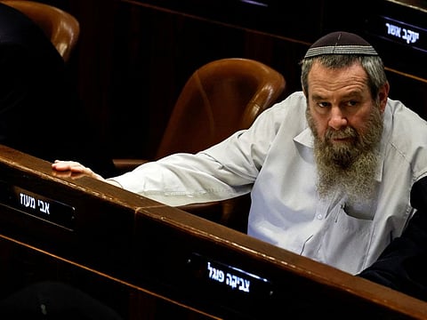 Avi Maoz head of the far right religious party, Noam, attends a session at the plenum at the Knesset, Israel's parliament in Jerusalem on December 28, 2022.